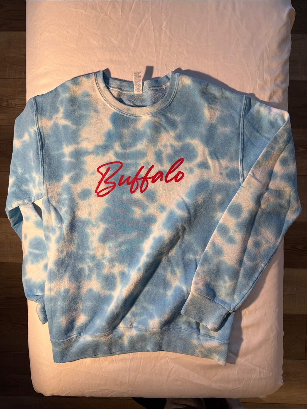 Buffalo Light Blue and White Tie-Dye Crewneck Sweatshirt